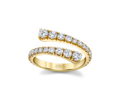 18k Yellow Gold Spiral Diamond Stackable Ring