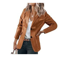 Elevate Your Style With Our Exquisite Collection of Leather Blazer Womens