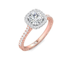 14K Pink Gold Shank and White Gold Top Vintage Engagement Ring