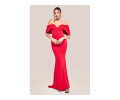 Goddiva Off The Shoulder Draped Sleeve Maxi Dress