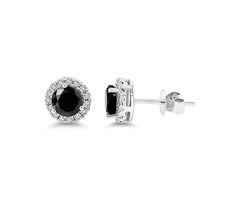 Natural Black Onyx Diamond Earrings for Women