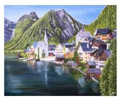 Buy Large Cityscape of Austria town Cityscape Painting on Canvas - Anneshascanvas